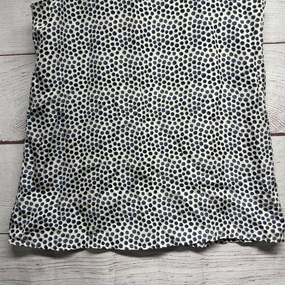 J. Crew 100% Silk Grey White Heart Ruffle Neck Sleeveless Tunic Blouse Size 4 - Picture 8 of 8